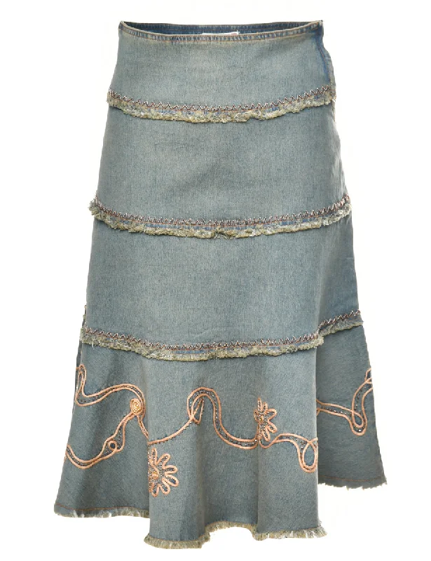 Markdowns Beaded Y2K Denim Skirt - S