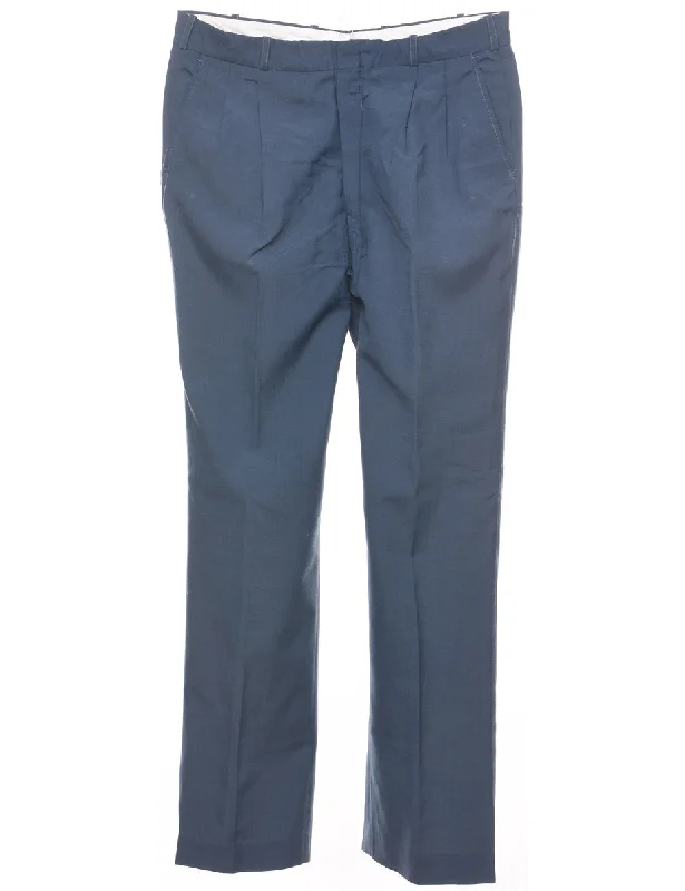 Blue Pleated Detail Trousers - W33 L32