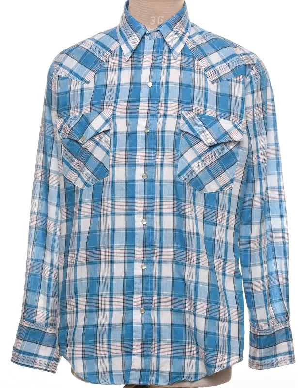 Blue Checked Classic Western Shirt - L