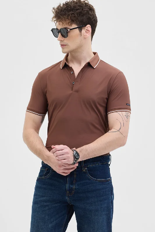 Weekend Savings Extravaganza Brown Technical Stitchless Polo T-Shirt