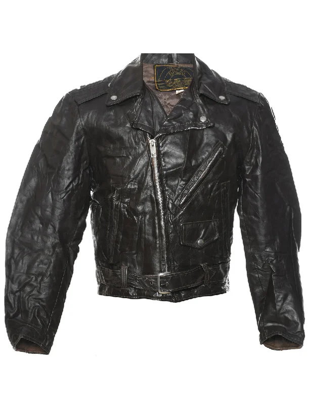 Savings Bonanza Biker Style Leather Jacket - M