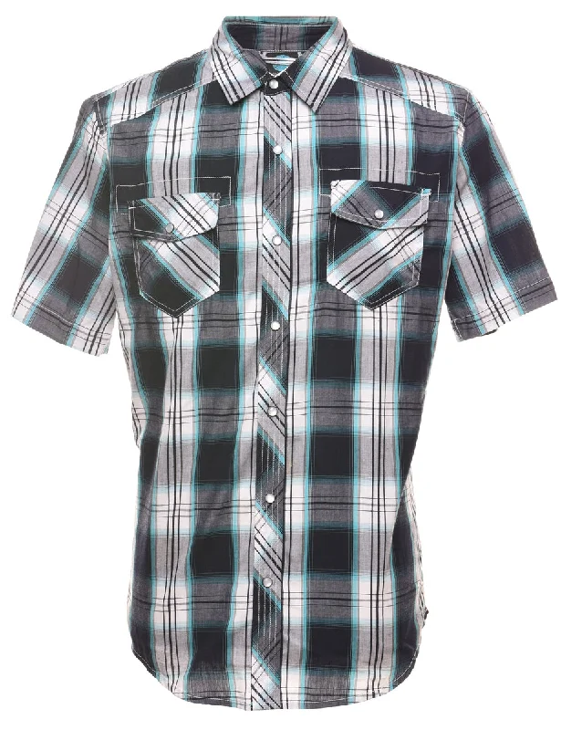 Today’s Deal Black & Light Blue Classic Checked Shirt - L