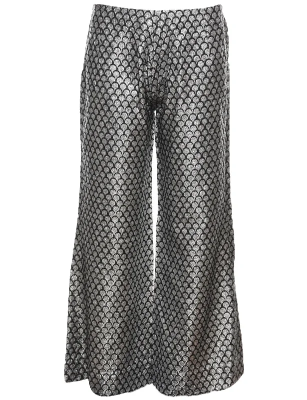 Huge Savings Black & Silver Sparkly Patterned Trousers  - W30 L29