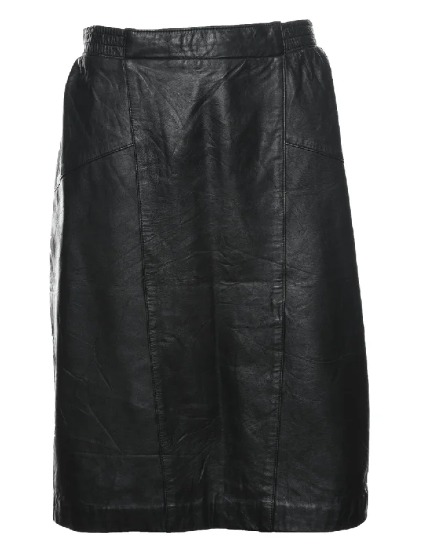 Black Leather Skirt - M