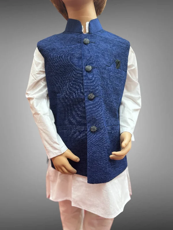 Special Discount Khaadi Silk Plain Navy Blue Kids Vest