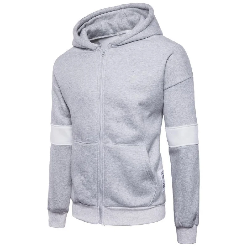 Savings Galore Men's Hoodies Patchwork Zipper Slim Fit Hoodie