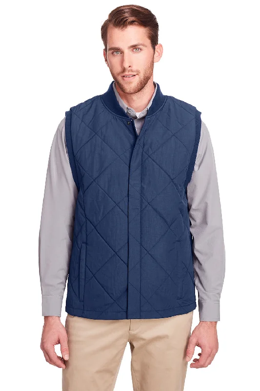 Year-End Sale UltraClub Mens Dawson Water Resistant Quilted Full Zip Vest - Navy Blue - Closeout