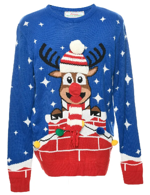 Blue Christmas Jumper - XL