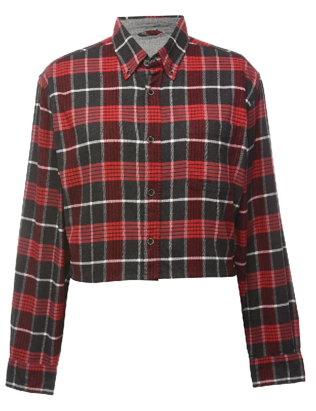 Referral Discount Beyond Retro Reworked Cropped Long Sleeve Flannel Shirt - XL
