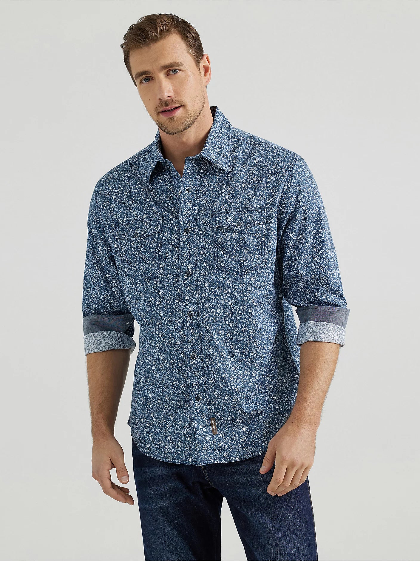 Price Rollback Wrangler Retro Simply Navy Premium Long Sleeve Snap Shirt