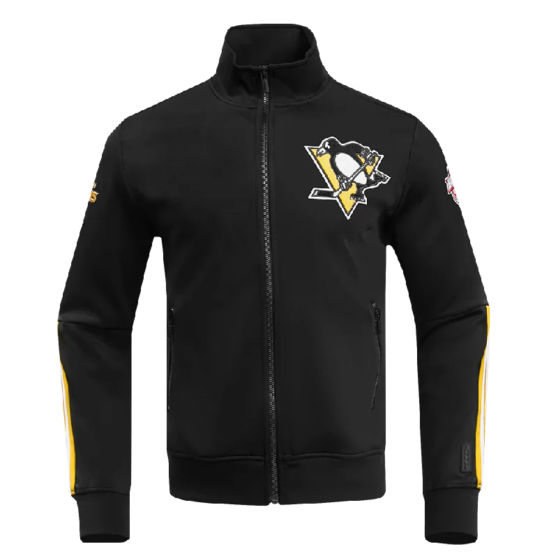 NHL PITTSBURGH PENGUINS CLASSIC CHENILLE MEN'S TRACK JACKET (BLACK/YELLOW)