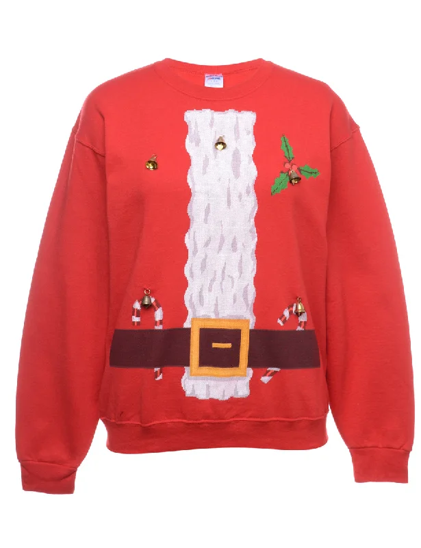 Midnight Madness Beyond Retro Reworked Christmas Sweatshirt With Bells - L
