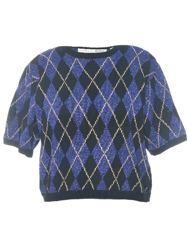 Fantastic Savings Argyle Lurex Thread Pattern Jumper - M