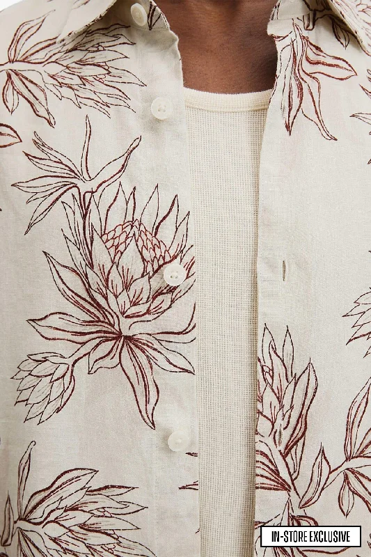 Mega Sale Country Road | Linen Short Sleeve Botanical Shirt