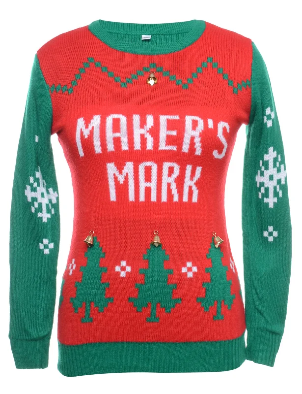 Fantastic Offers Beyond Retro Reworked Christmas Jumper With Bells - XS