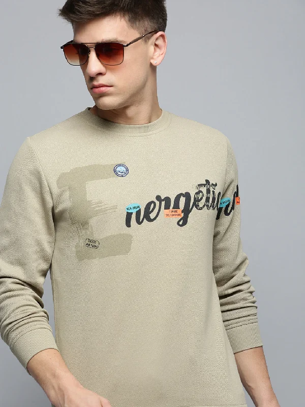 Weekend Discounts to Delight Men Beige Printed Casual Sweatshirt