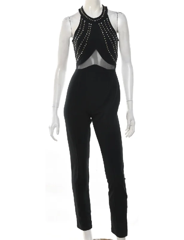 Black Studded 1990s Sheet Detail Jumpsuit - S