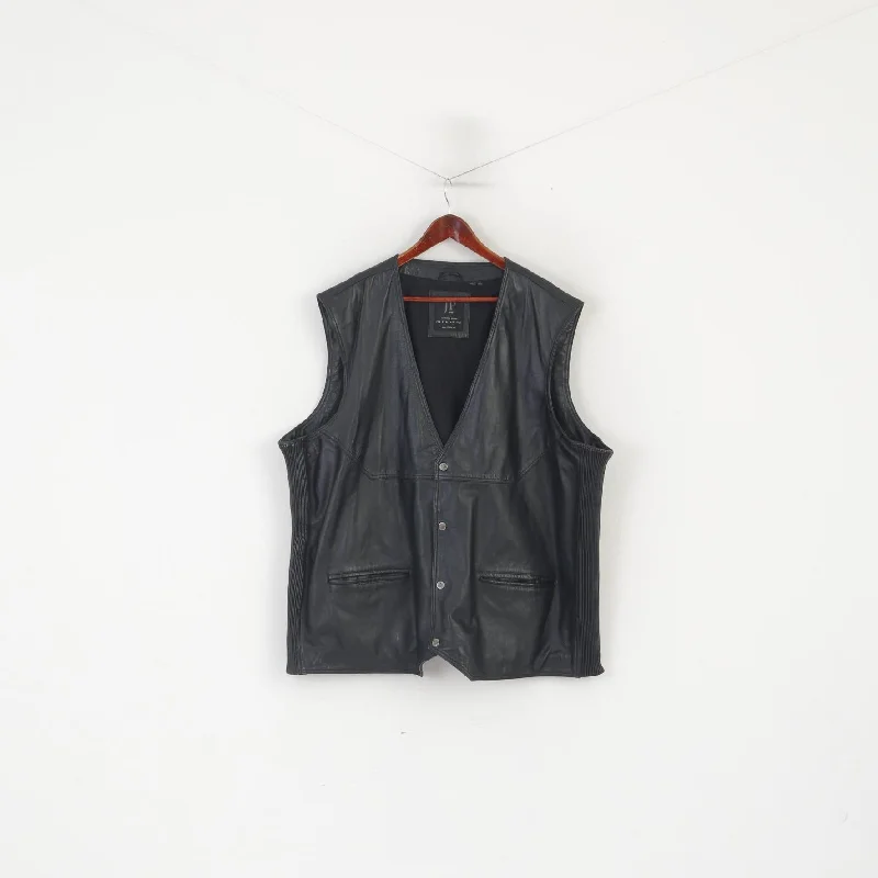 JP 1880 Men 6XL Waistcoat Black Leather Nappa Northern Brand Biker Vest