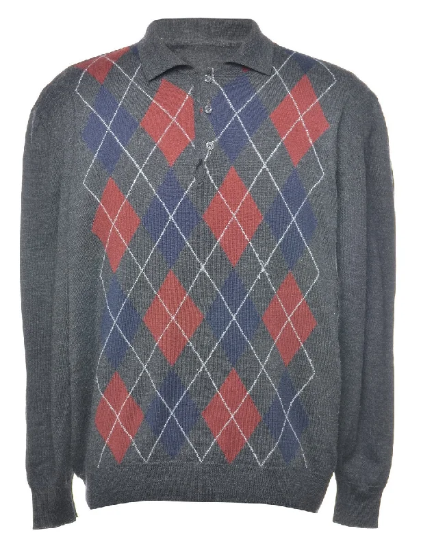 Best Choice Argyle Knit Jumper - L