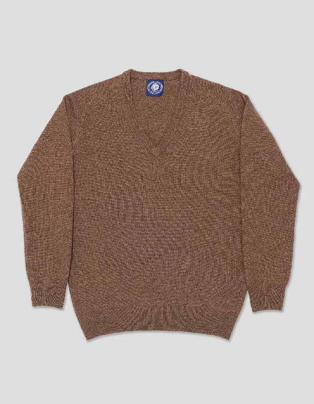 Don't Miss Out LAMBSWOOL V NECK SWEATER - BROWN