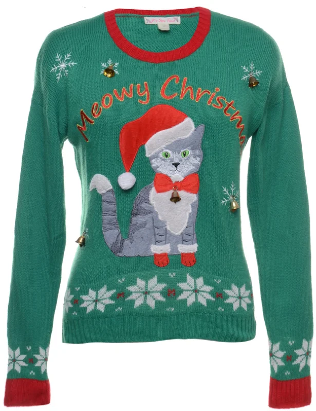 Closeout Sale Beyond Retro Reworked Christmas Jumper With Bells - M