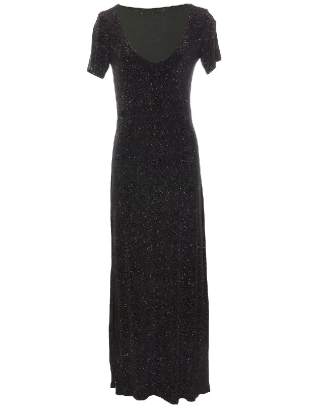 Fantastic Savings Black & Silver Sparkly Evening Dress - M