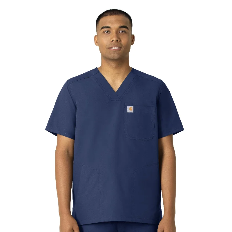 Limited Time Carhartt Force Essentials Men's V-Neck Shirttail Scrub Top - Navy