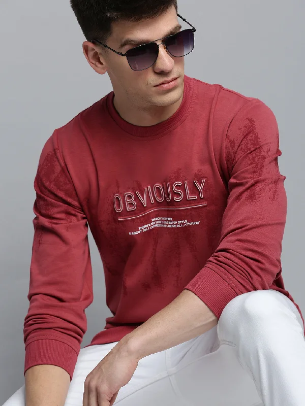 Weekend Specials to Celebrate Men Pink Printed Casual Sweatshirt
