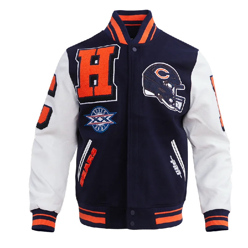 Bonus Savings NFL CHICAGO BEARS MASHUP MEN'S RIB WOOL VARSITY JACKET (MIDNIGHT NAVY/ORANGE/MIDNIGHT NAVY) Bonus Savings NFL CHICAGO BEARS MASHUP MEN'S RIB WOOL VARSITY JACKET (MIDNIGHT NAVY/ORANGE/MIDNIGHT NAVY)