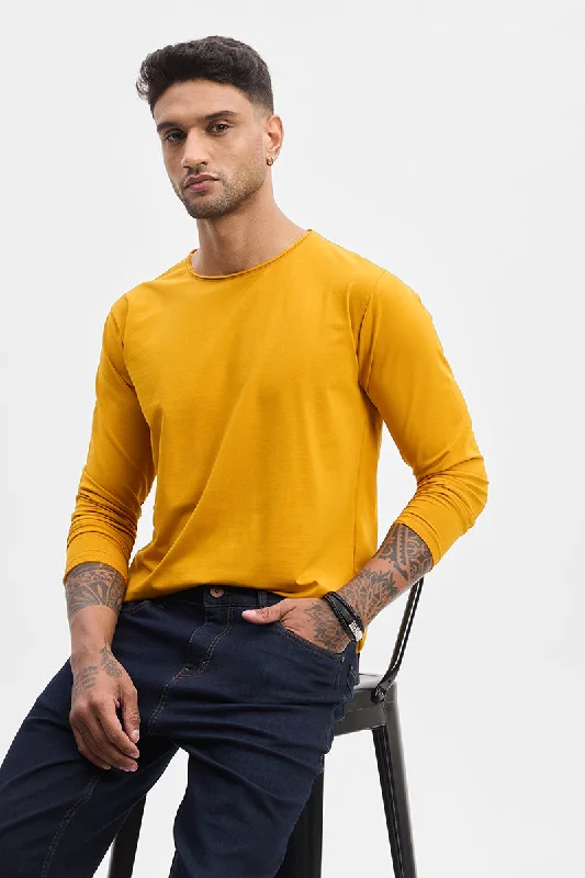 Weekend Offers That Amaze Mustard Stretch Full Sleeve T-Shirt