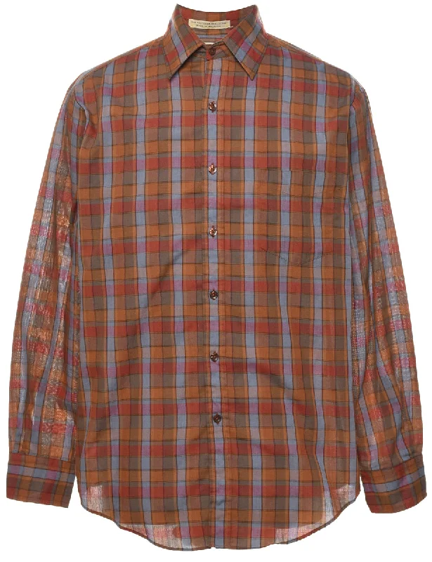 Brown Checked Shirt - M