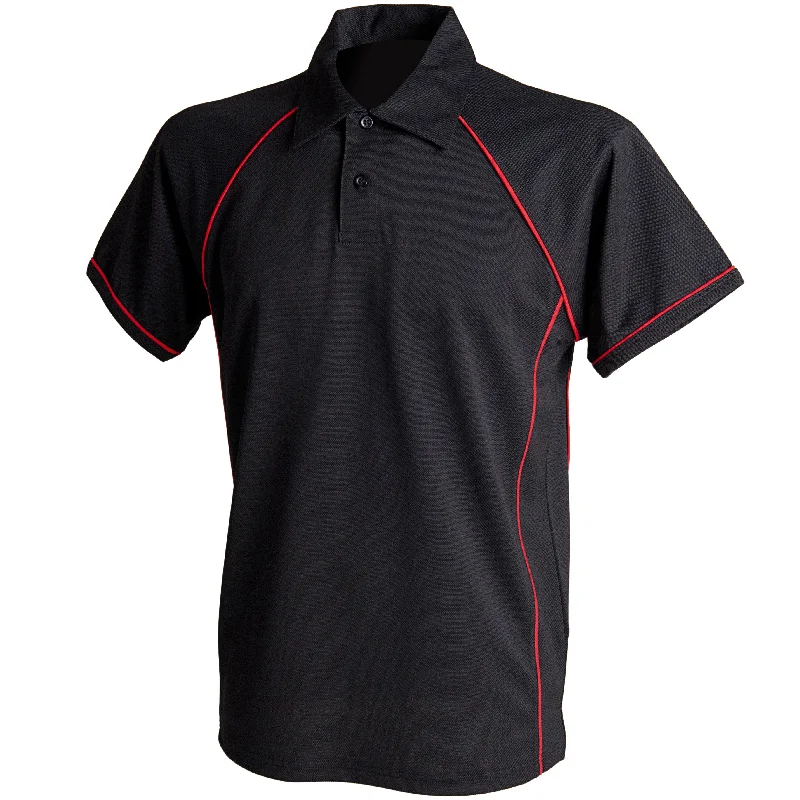 Act Fast Finden & Hales Piped Performance Polo - Black/Red