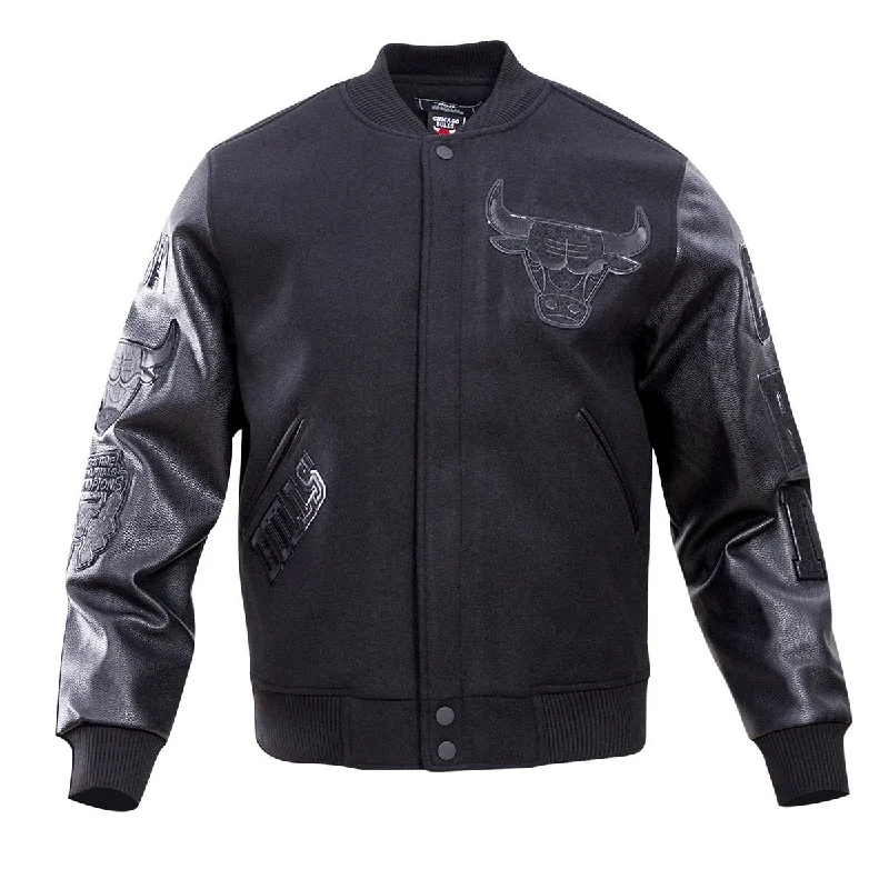Act Fast NBA CHICAGO BULLS TRIPLE BLACK MEN'S VARSITY JACKET (BLACK)