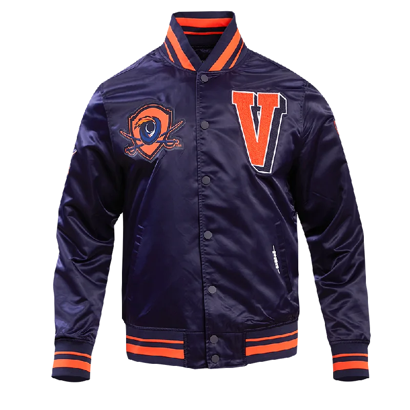 UNIVERSITY OF VIRGINIA CLASSIC MEN'S RIB SATIN JACKET (MIDNIGHT NAVY/ORANGE/MIDNIGHT NAVY)