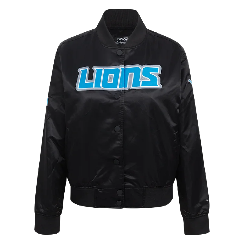 NFL DETROIT LIONS CLASSIC WOMEN'S SATIN JACKET (BLACK)