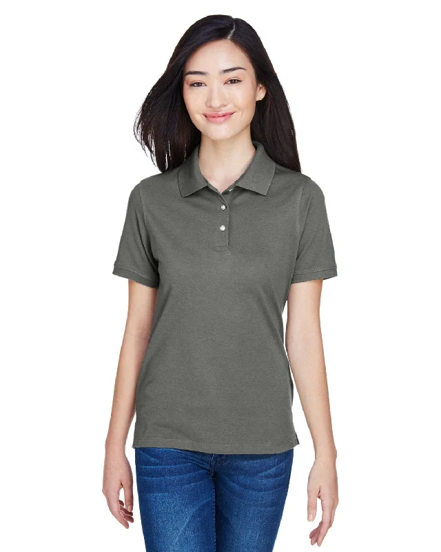 Harriton Ladies Easy Blend Polo Shirt | Charcoal