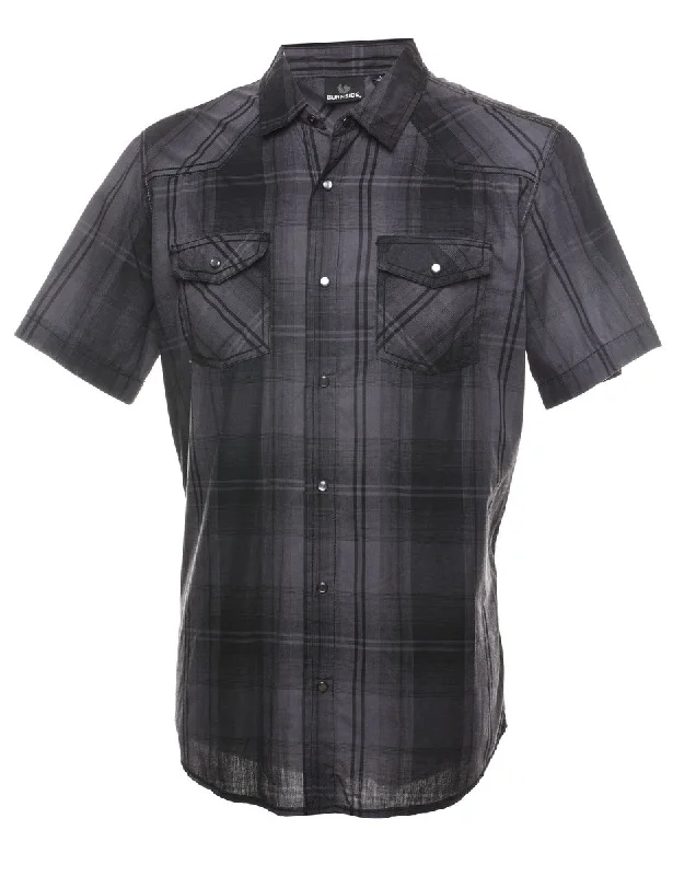 TIME-Limited Offer Black & Grey Western Checked Shirt - L
