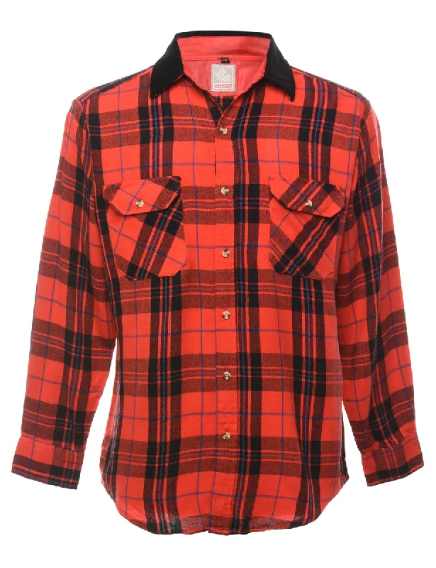 Clearance Event Beyond Retro Reworked Cord Collar Plaid Shacket - XS