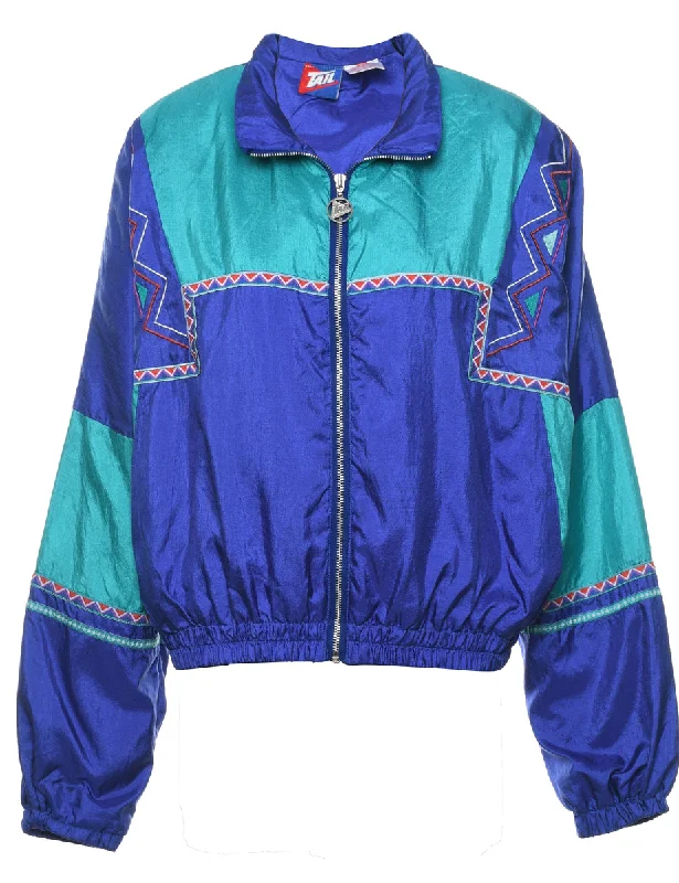 Blue & Orange Geometric 1990s Nylon Jacket - XL