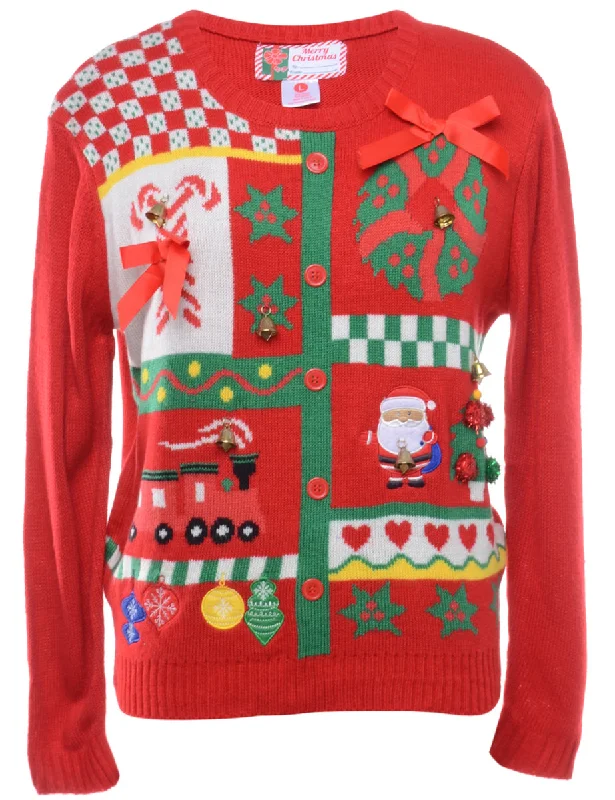 Unbeatable Prices Beyond Retro Reworked Christmas Jumper With Bells - L