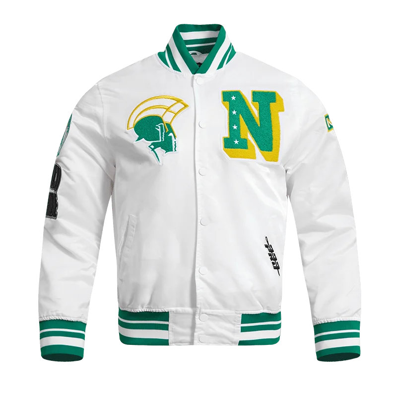 Get It Before It’s Gone NORFOLK STATE UNIVERSITY CLASSIC RIB SATIN JACKET (WHITE/KELLY GREEN) Get It Before It’s Gone NORFOLK STATE UNIVERSITY CLASSIC RIB SATIN JACKET (WHITE/KELLY GREEN)