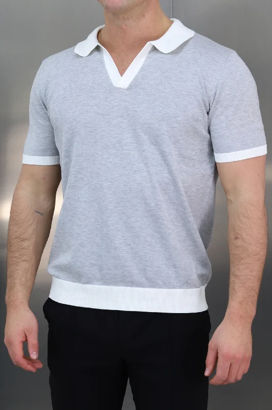 Super Discount Capo Egyptian Cotton Contrast Cuban Collar Polo Shirt - Grey