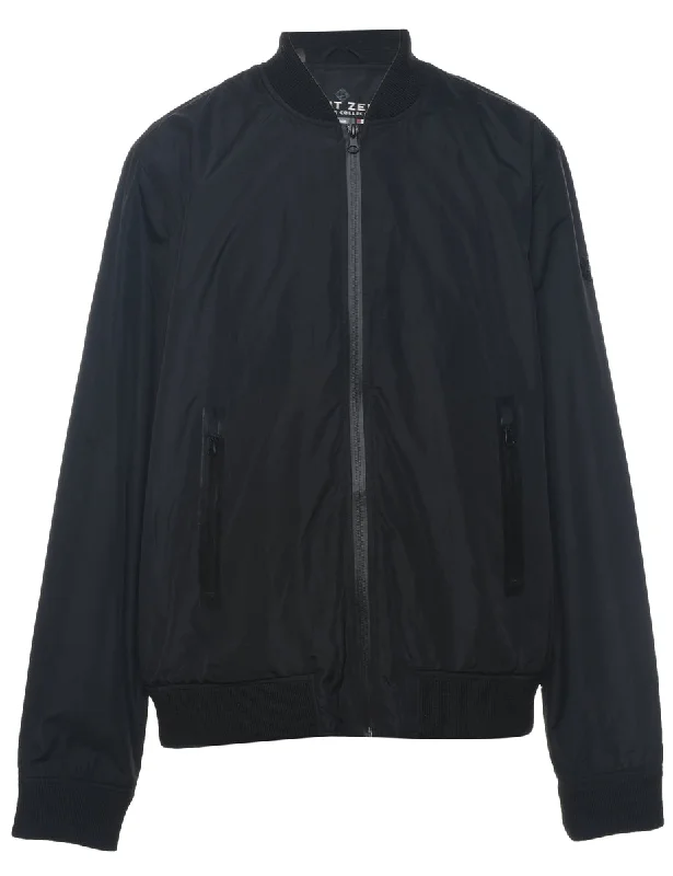 Black Zip-Front Nylon Jacket - M