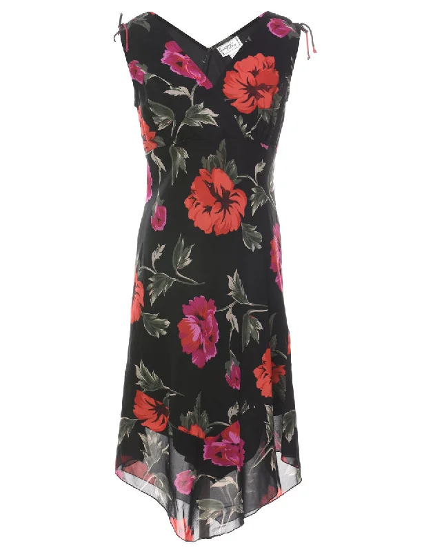 Don’t Miss Out Black Floral Print Dress - M