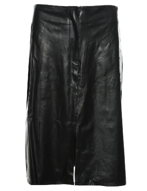 Black Leather Skirt - L