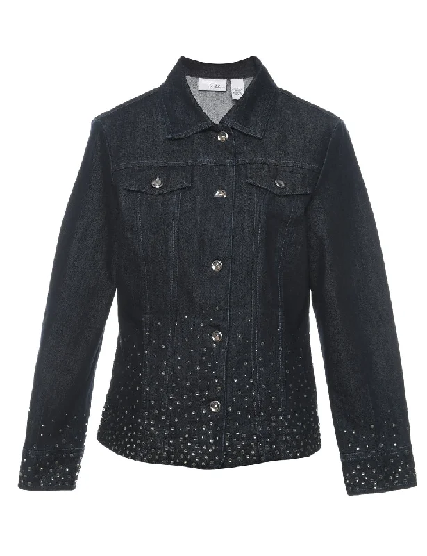 Act Fast Black Embellished Denim Jacket - M