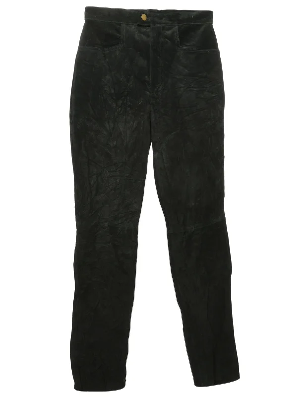 Black Suede Trousers - W28 L35