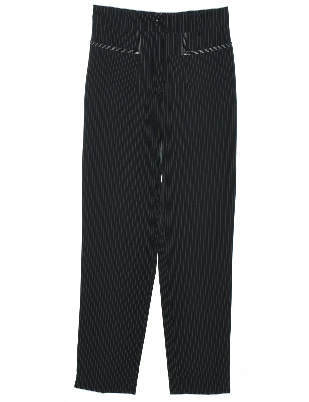 Black Pinstriped Trousers - W27 L30