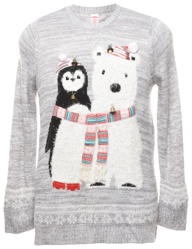 Deal Alert Beyond Retro Reworked Christmas Jumper With Bells - XL