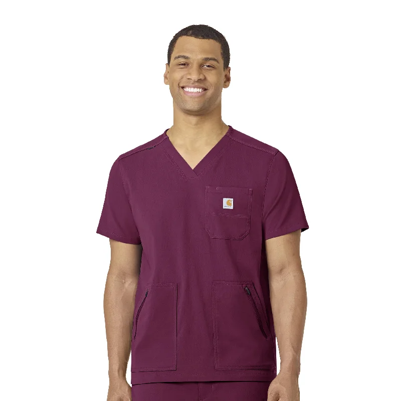 Carhartt Rugged Flex Peak Men's 5-Pocket V-Neck Scrub Top - Wine